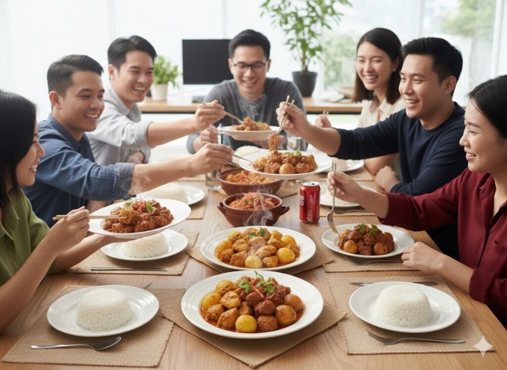 Indonesian family enjoying authentic FrezCup meals together