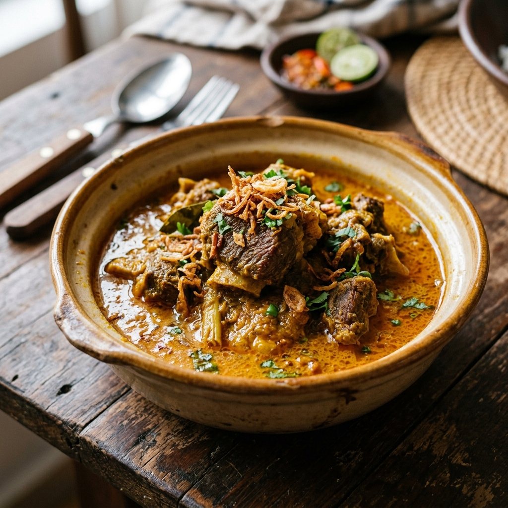 FrezCup Gulai Kambing — Indonesian spiced goat curry served in a bowl
