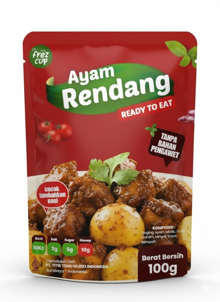 FrezCup Ayam Rendang ready-to-eat pouch — authentic Indonesian meal