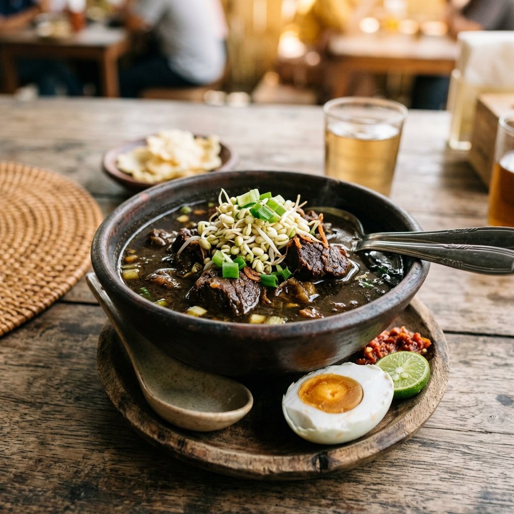 FrezCup Rawon Surabaya — black beef soup served in a bowl