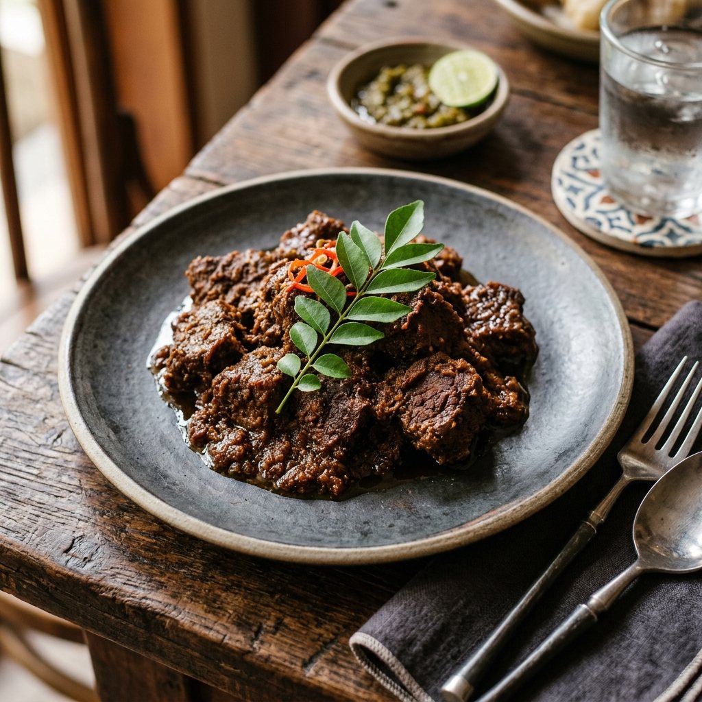 Authentic Indonesian Beef Rendang dish